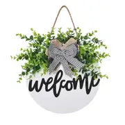 Round Wooden Welcome Sign for Front Door Decoration